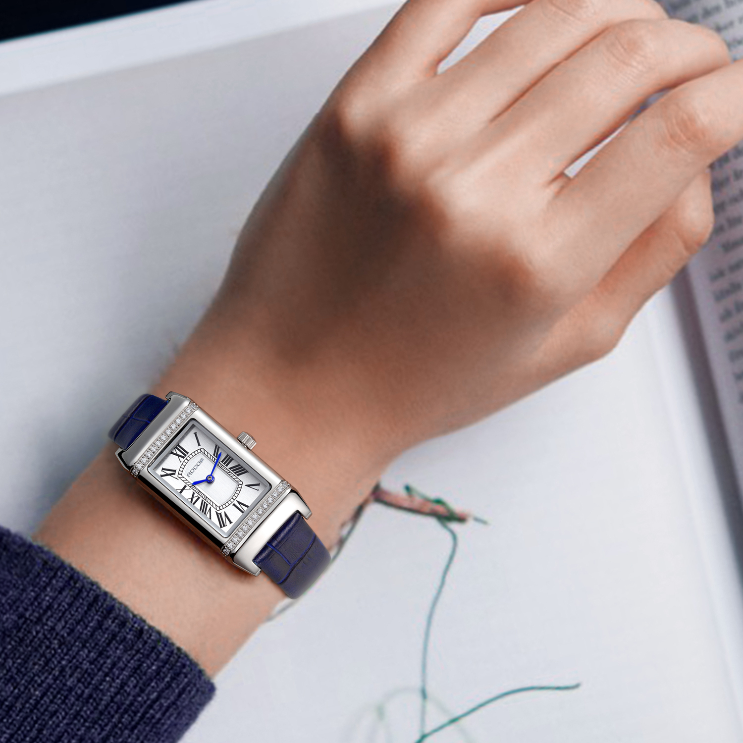 ROCOSJEWE Fashion Rectangle Women's Watch Vintage Roman Numerals Read Time Quartz Watch Waterproof Ladies Gift R0239