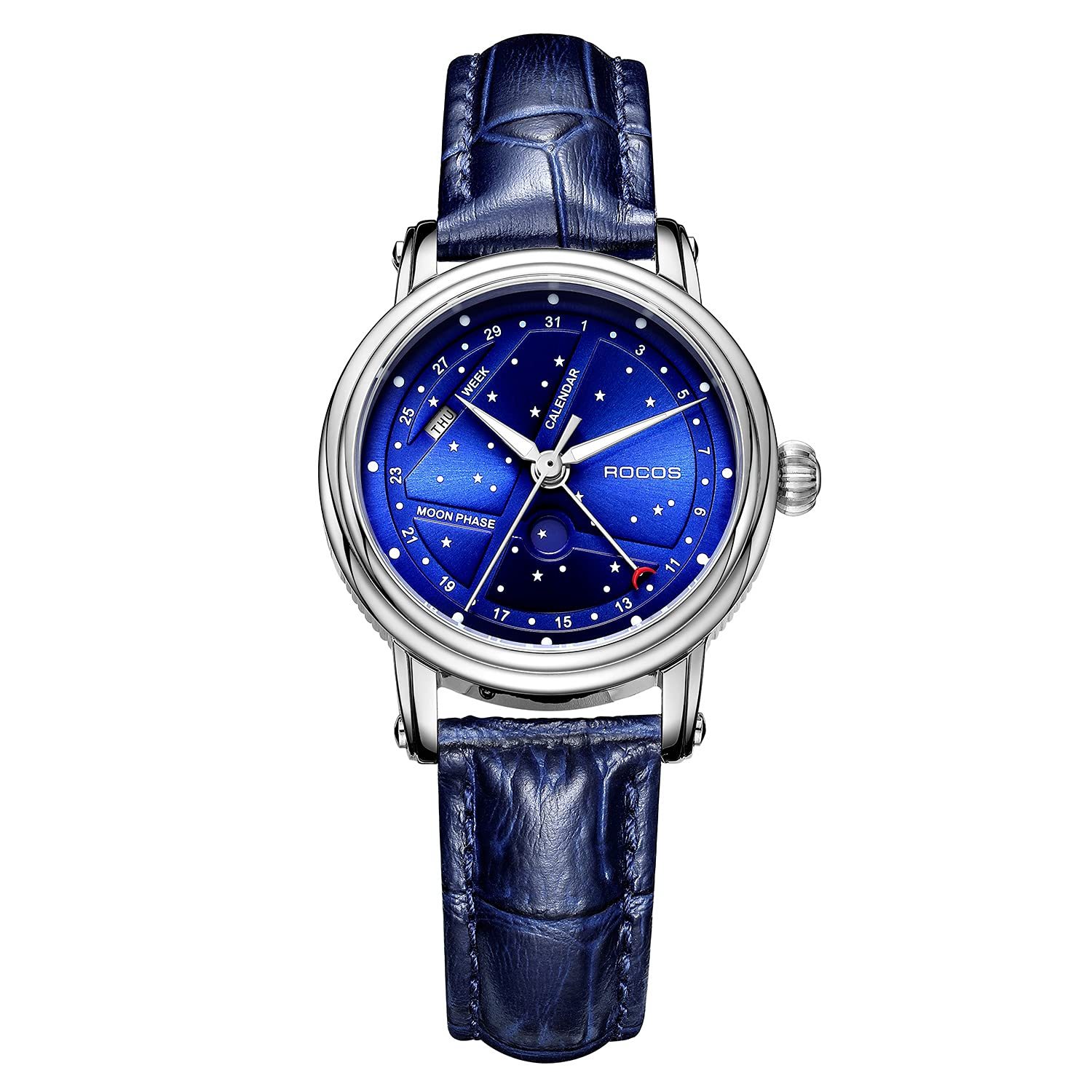 ROCOSJEWE Women's Quartz Watches Luxury Night Sky Watch Waterproof Sport Date Luminescence Sapphire WristWatch R0108