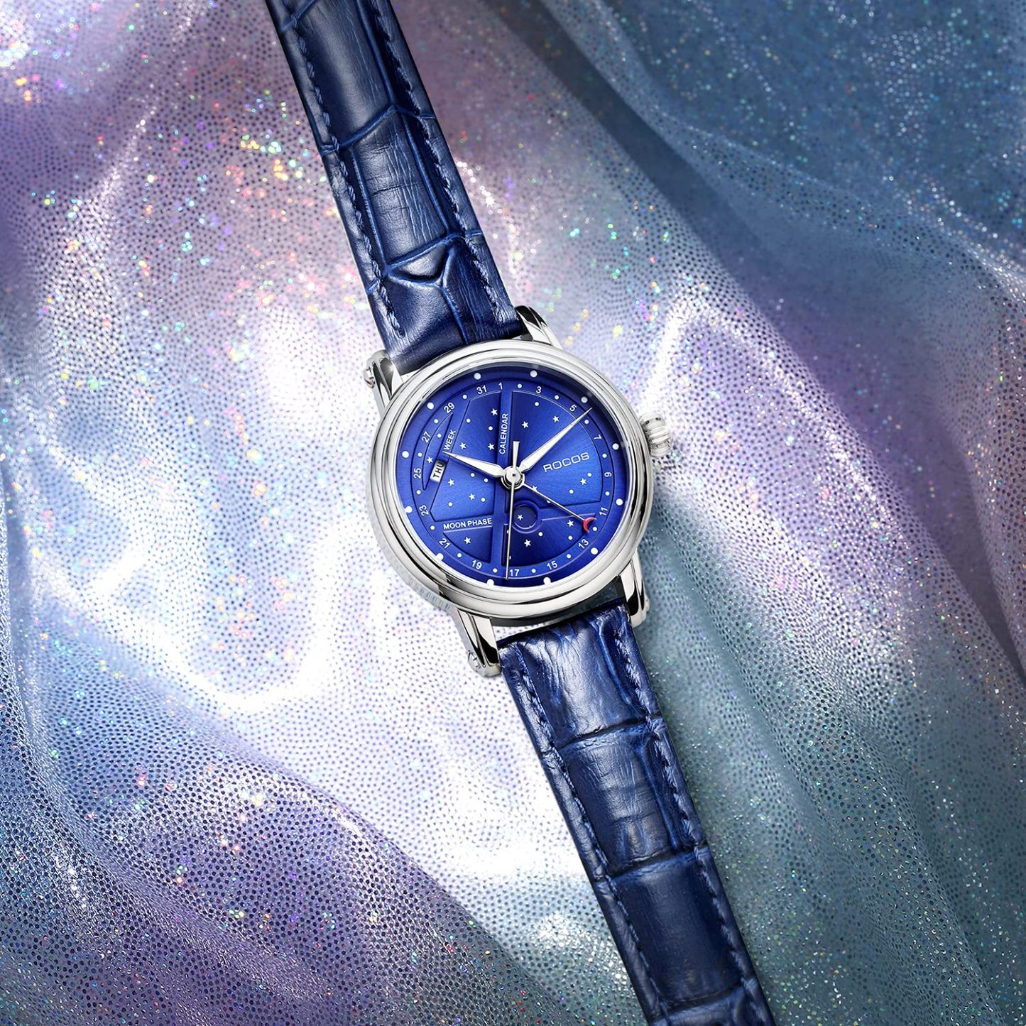 ROCOSJEWE Women's Quartz Watches Luxury Night Sky Watch Waterproof Sport Date Luminescence Sapphire WristWatch R0108