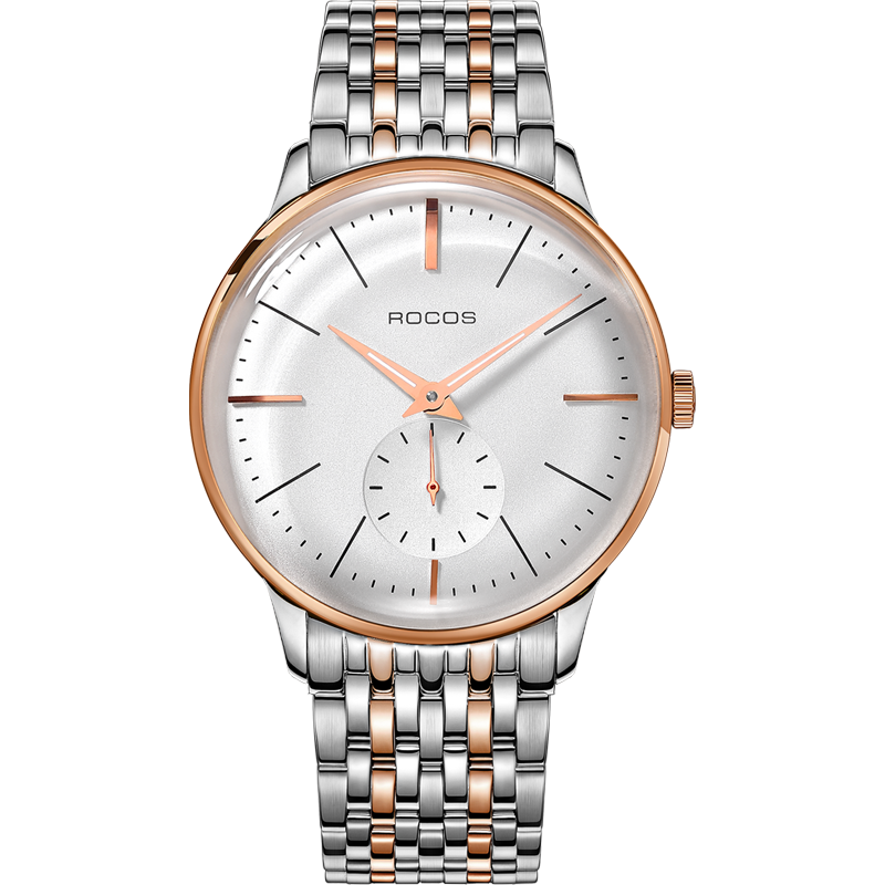 ROCOSJEWE Men's Watches Automatic Mechanical Watches Luminous Seconds Dial Stainless Steel Strap Waterproof Business Casual Watch for Men R0140