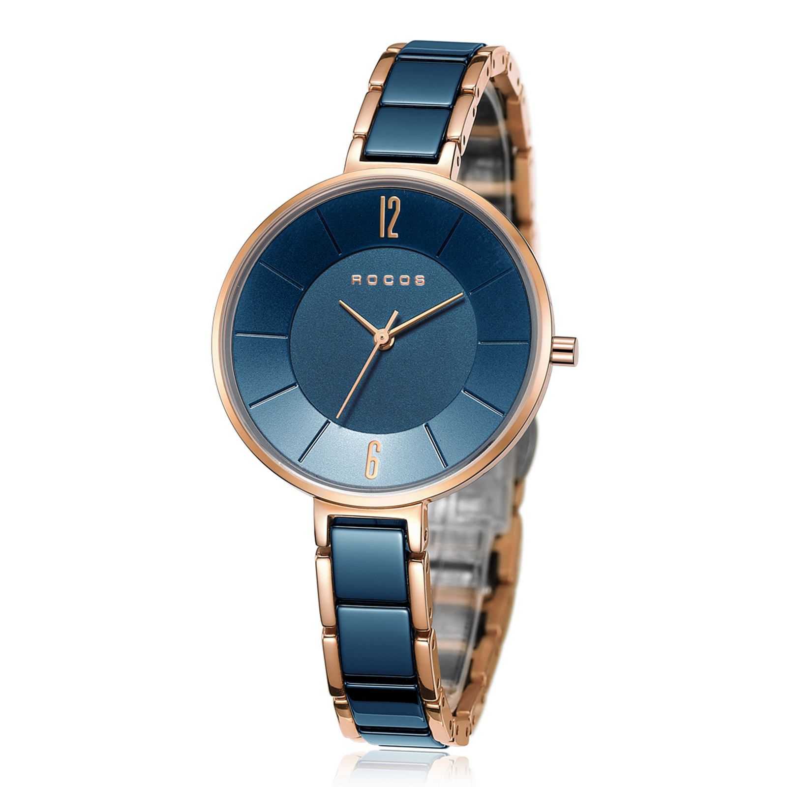 ROCOSJEWE Ladies Quartz Watch Womens Analogue watch with Ceramic Strap Women's Fashion Watch 35mm R0309