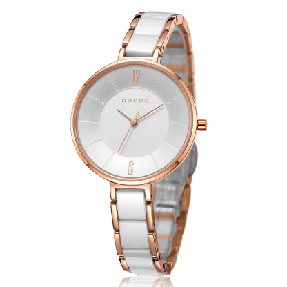 ROCOSJEWE Ladies Quartz Watch Womens Analogue watch with Ceramic Strap Women's Fashion Watch 35mm R0309