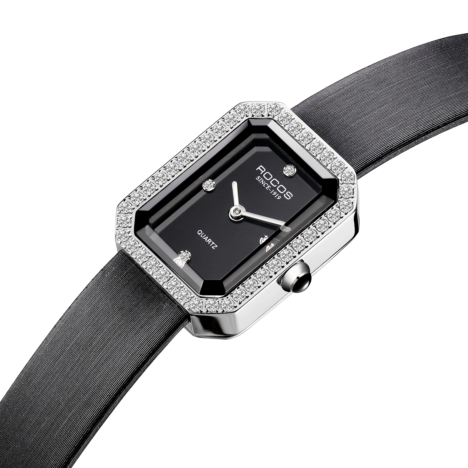 ROCOSJEWE Women's Watch Square Elegant Black Dial with Jewelry Quartz Watches for Women 26mm R0249