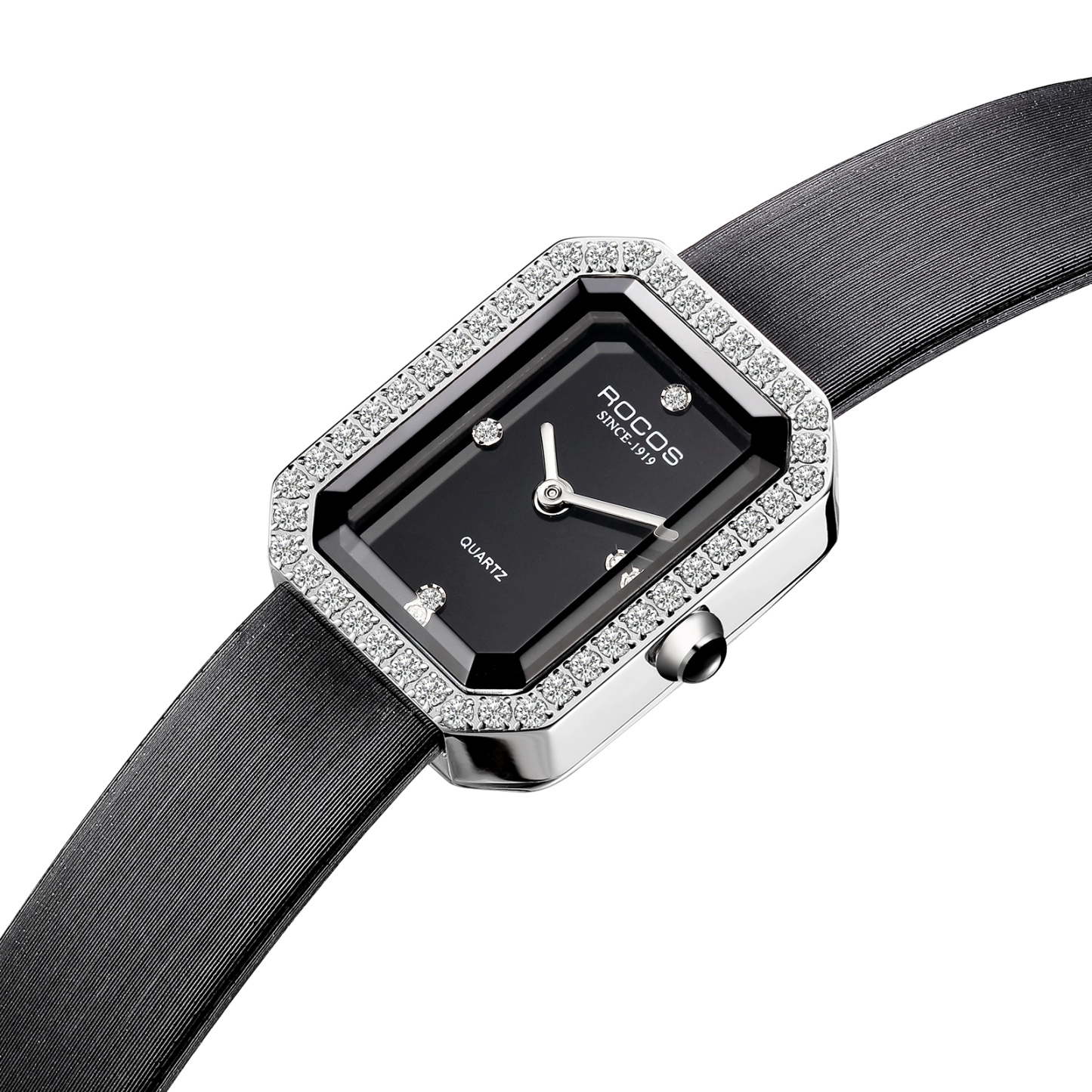 ROCOSJEWE Women's Watch Square Elegant Black Dial with Jewelry Quartz Watches for Women 26mm R0249