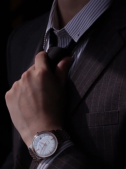 ROCOSJEWE Ultra-Thin Fashion Men's Watch Fully Automatic Mechanical Watches for Men Luminous Calendar Waterproof Dress Watch 