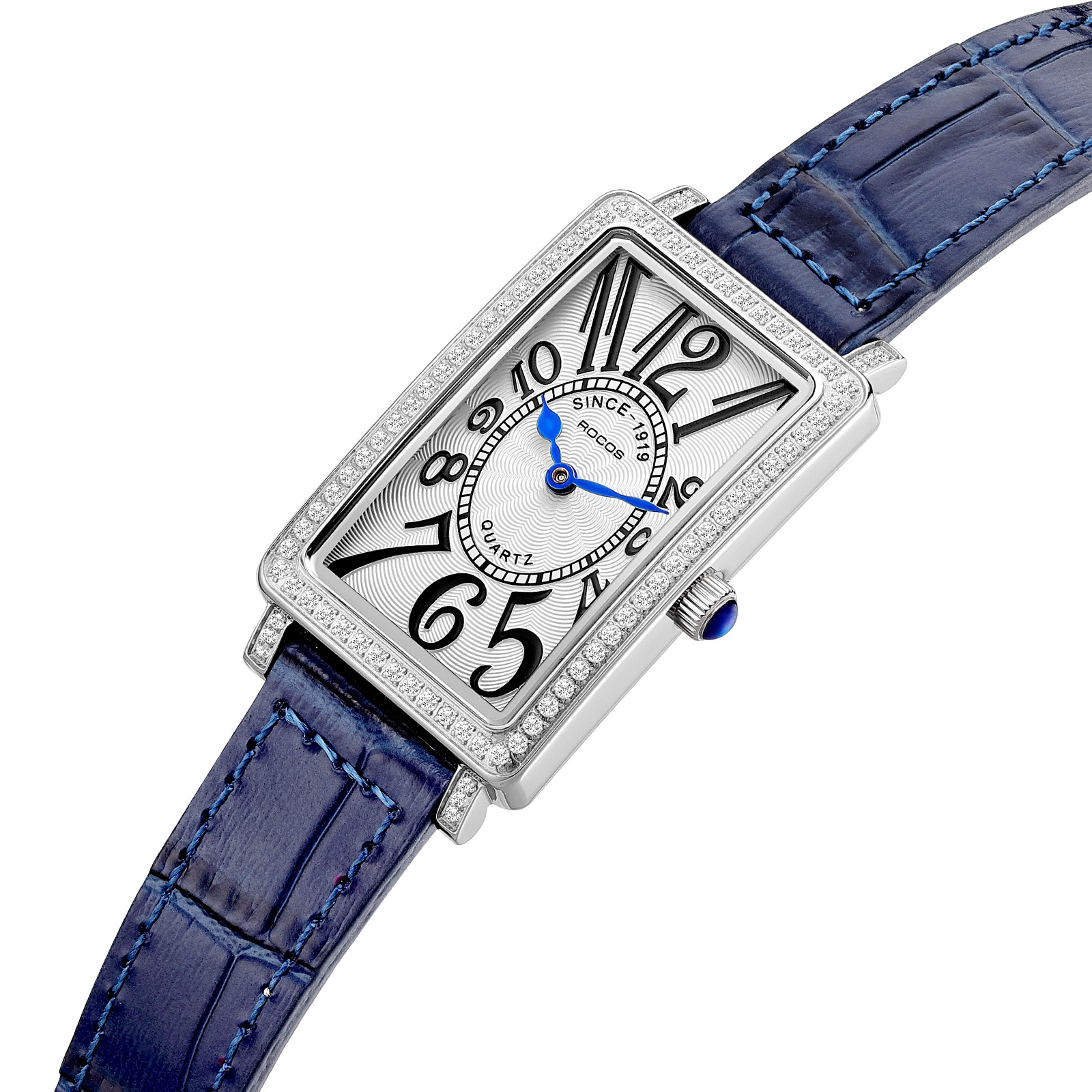ROCOSJEWE Women Ultra-thin Watches Rectangular Blue Two-pointer Quartz Analog Watch Leather Strap Casual & Dress R0245