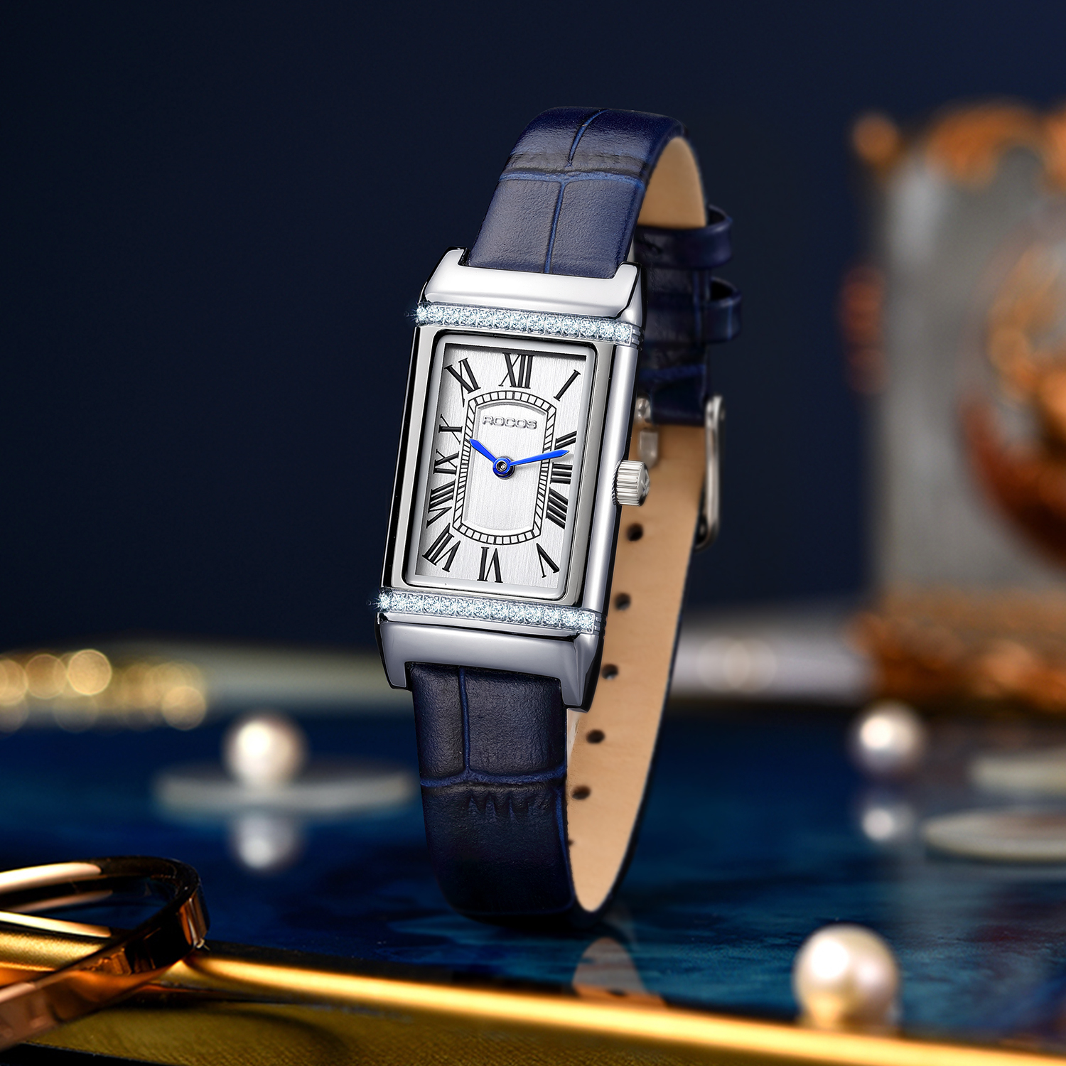 ROCOSJEWE Fashion Rectangle Women's Watch Vintage Roman Numerals Read Time Quartz Watch Waterproof Ladies Gift R0239