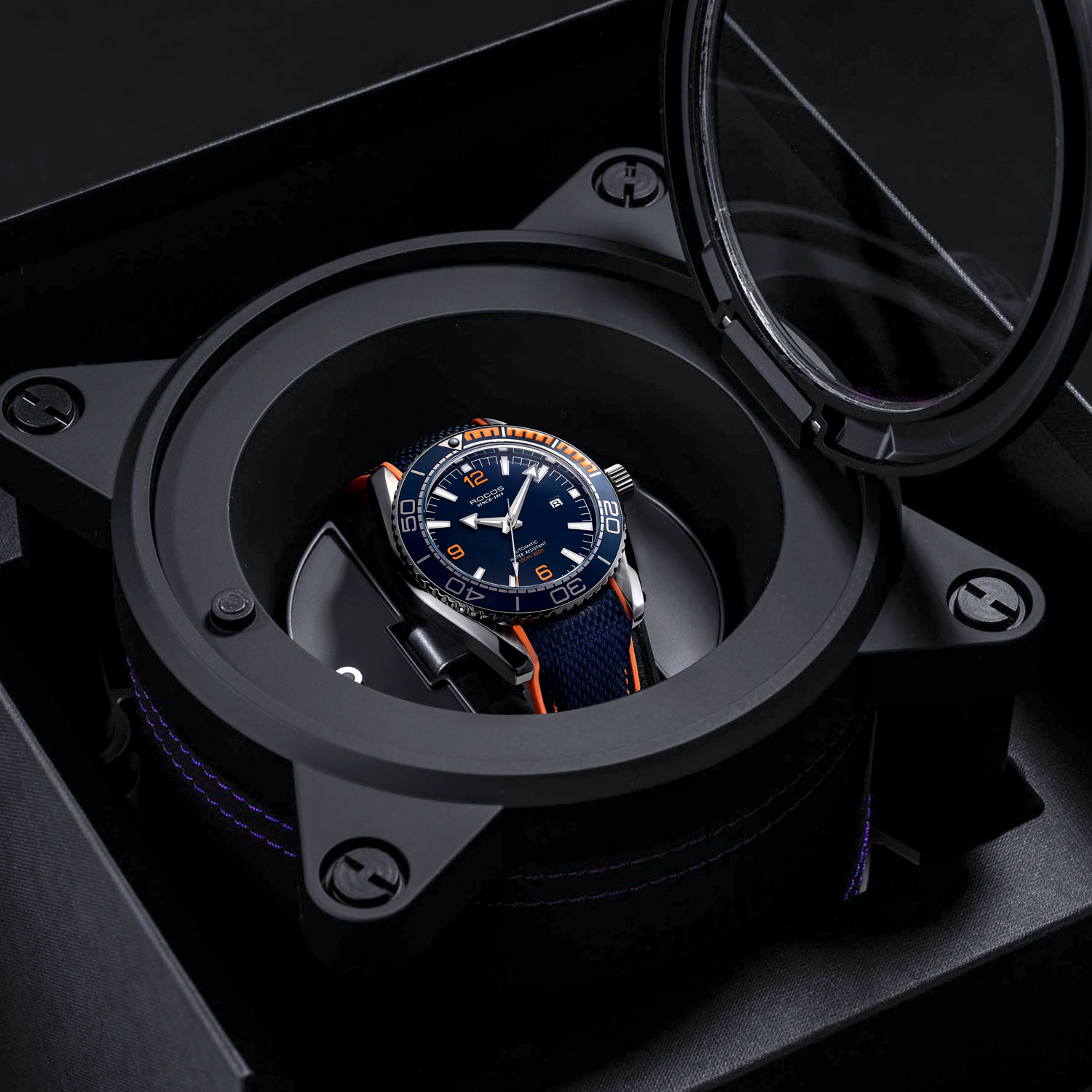 Men's Automatic Mechanical Watch Synthetic Sapphires 10 ATM Waterproof Multifunctional Analog Chronograph Diving Watches for Men R0146