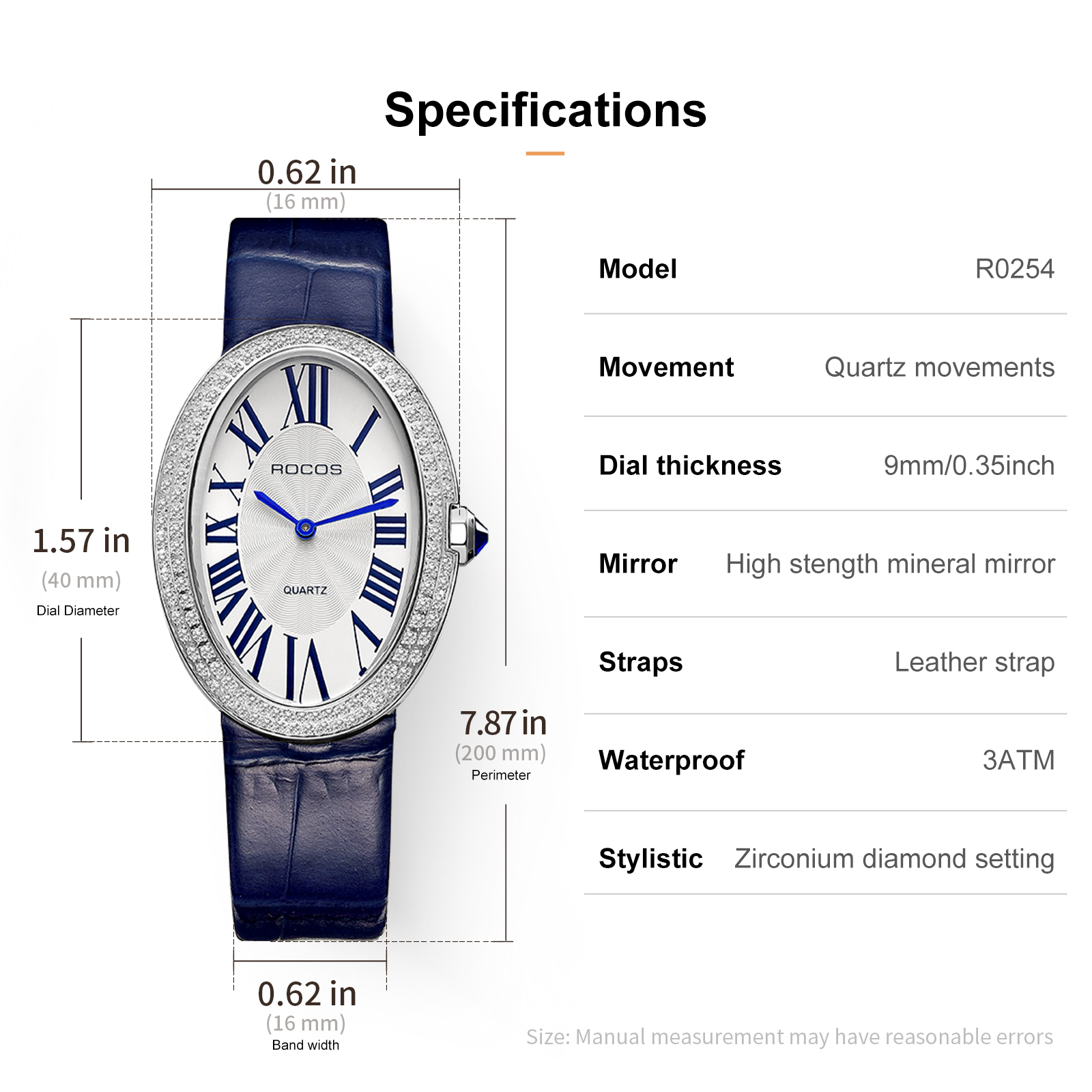 ROCOSJEWE Leather Watch for Women Elegant Luxury Brand Ladies Oval Quartz Watch Fashion Best Selling Drop Shipping Dress Watch