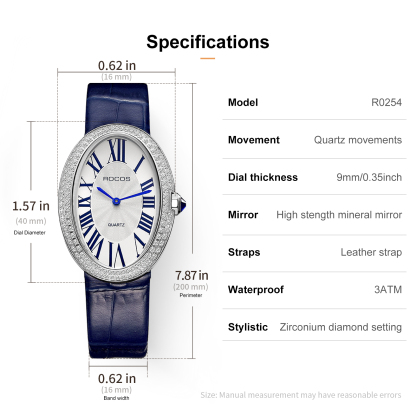 ROCOSJEWE Leather Watch for Women Elegant Luxury Brand Ladies Oval Quartz Watch Fashion Best Selling Drop Shipping Dress Watch