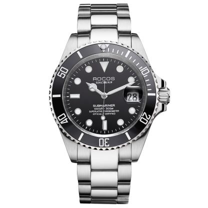 Men's Automatic Mechanical Watch Black/Green Dial Ceramic Bezel Waterproof Luminous Calendar Display Stainless Steel Adjustable Strap Gifts R0158