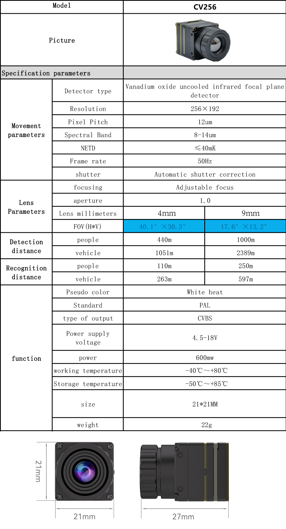 CV Serise Infrared thermal imaging camera module 256*192  thermal camera mainboard & lens with USB output for DIY FPV RC Drones/CAR