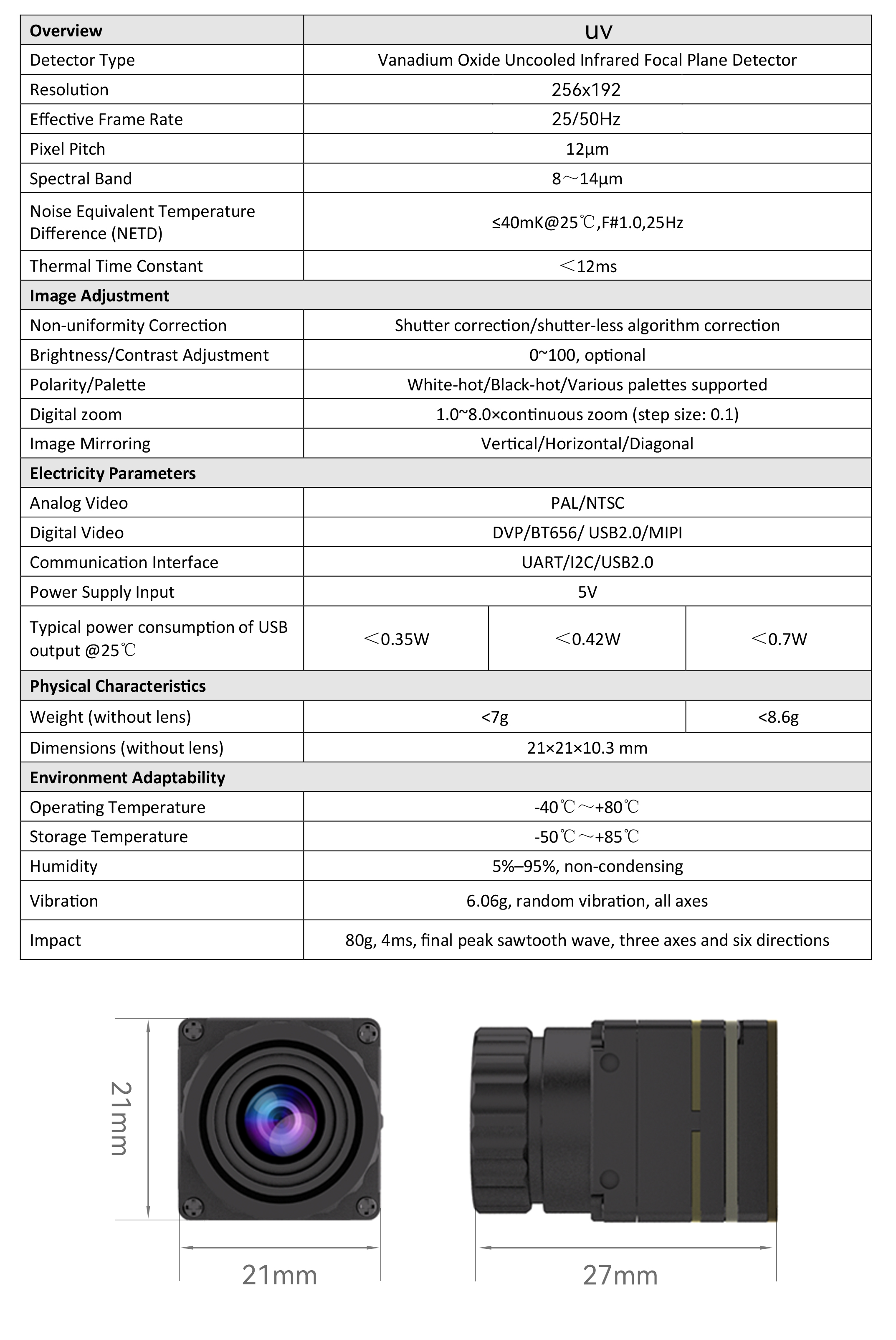 UV Serise Infrared thermal imaging camera module 256*192 /4mm thermal camera mainboard & lens with USB output for DIY FPV RC Drones/CAR
