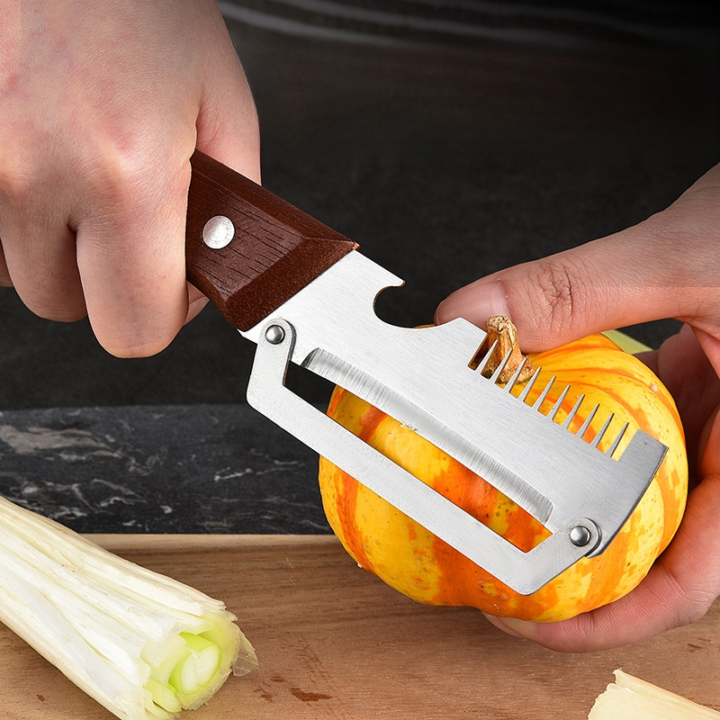 Multifunctional Peeler for Onion Strips, Stainless Steel Peeler, Scallion Scraper, Kitchen Fruit Pee
