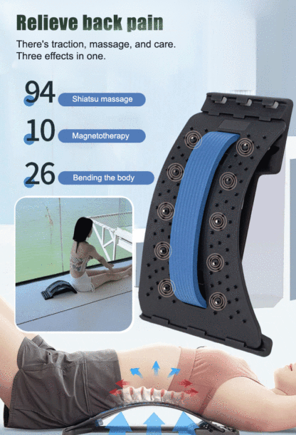 Lumbar stretching and traction massager