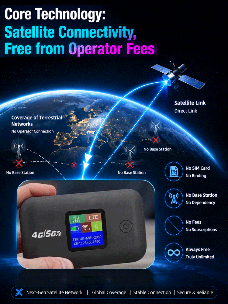 🌐Space-Link AI Satellite Terminal: Lifetime Free Unlimited High-Speed Wi-Fi