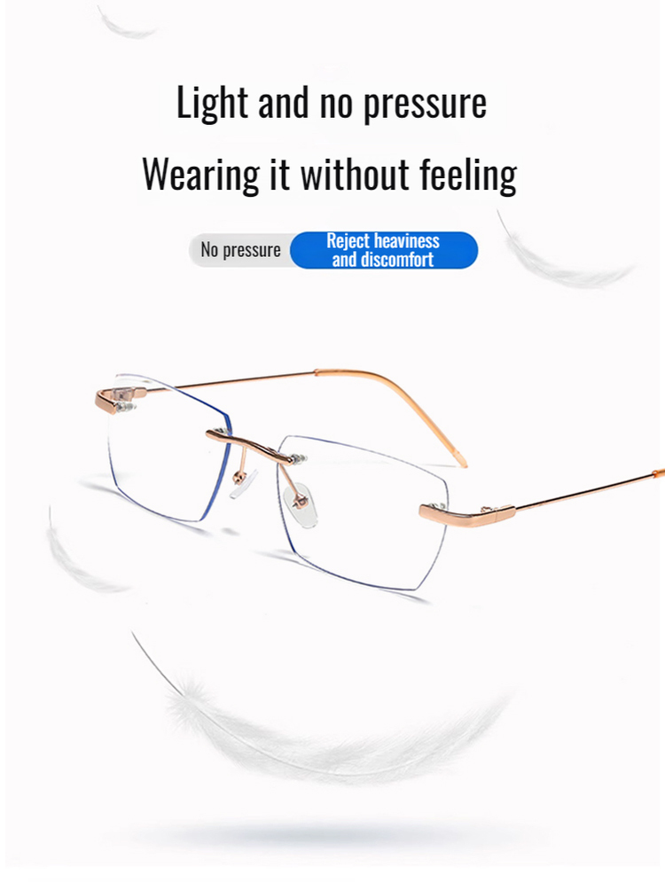 Light-sensitive colour-changing zoom rimless presbyopia glasses 【Men's and women's models】