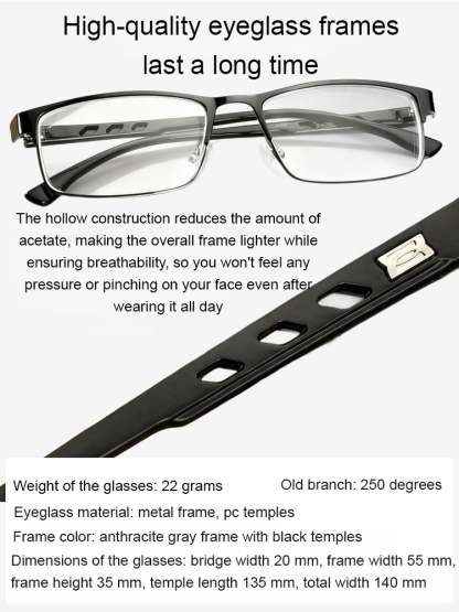 Crystal automatic zoom anti-blue light photochromic reading glasses