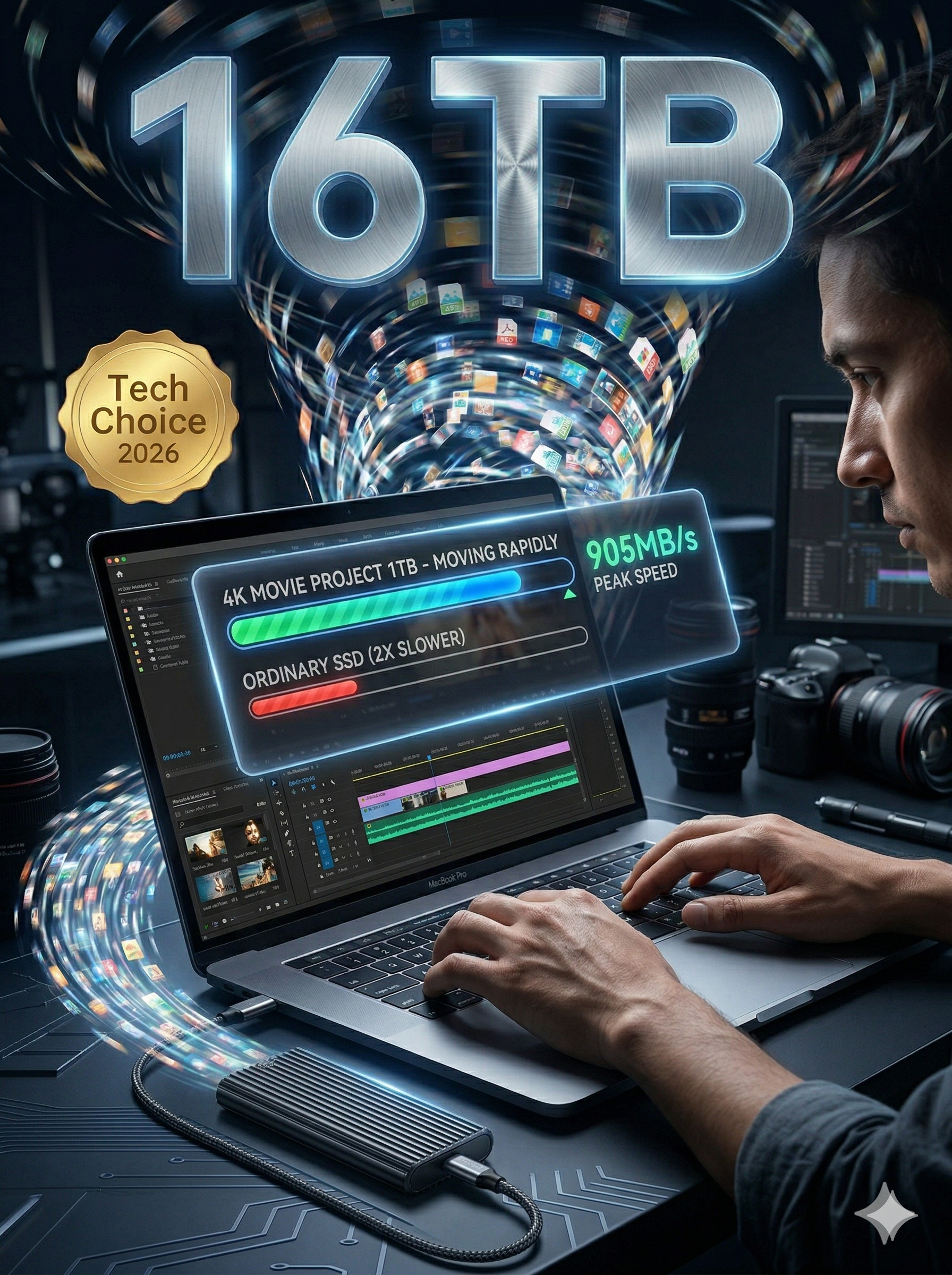 16TB Type-C Portable SSD: Universal for All Devices, 1GB/s Read Speed, Stable Storage Without Lag