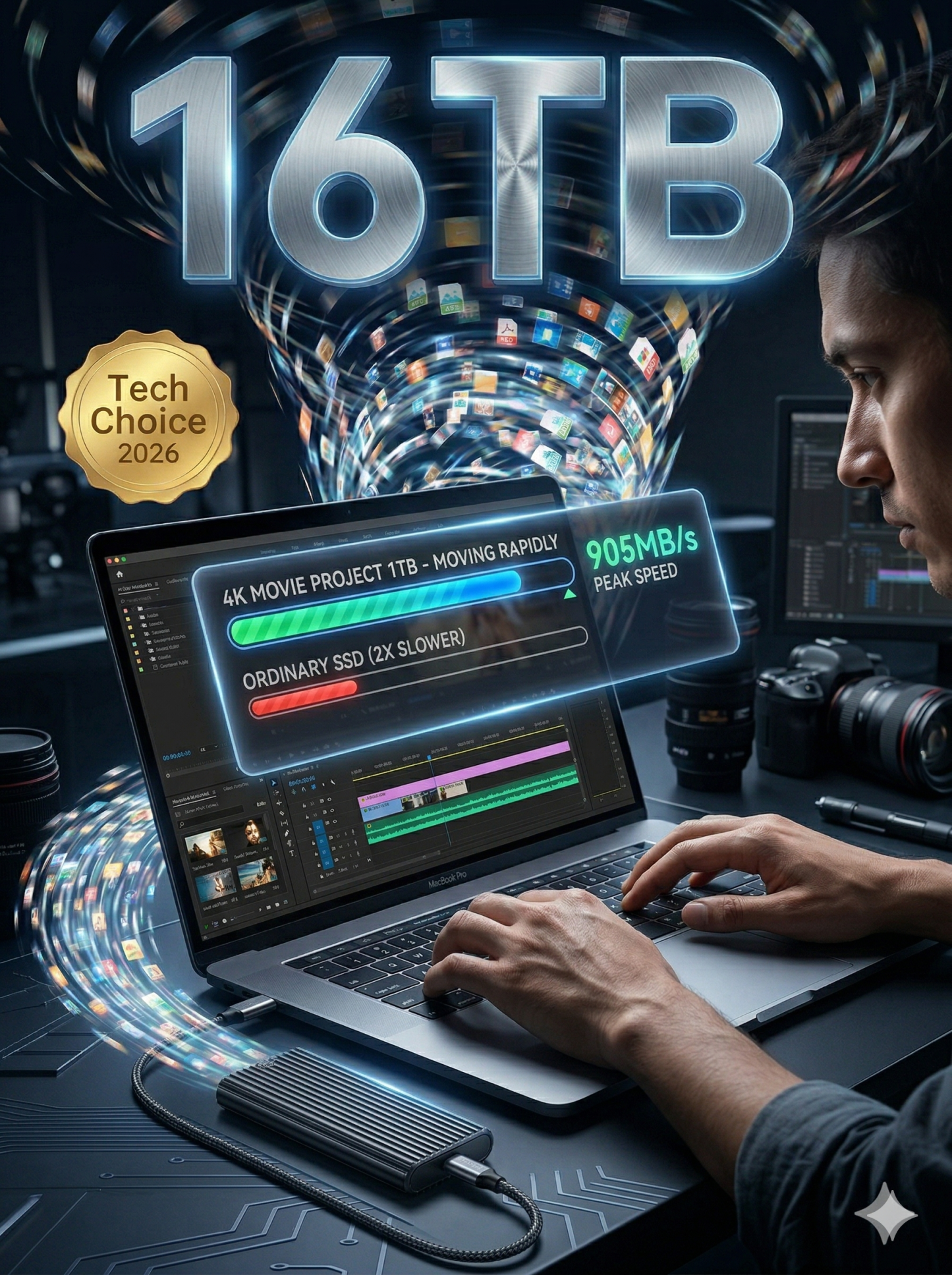 16TB Type-C Portable SSD: Universal for All Devices, 1GB/s Read Speed, Stable Storage Without Lag