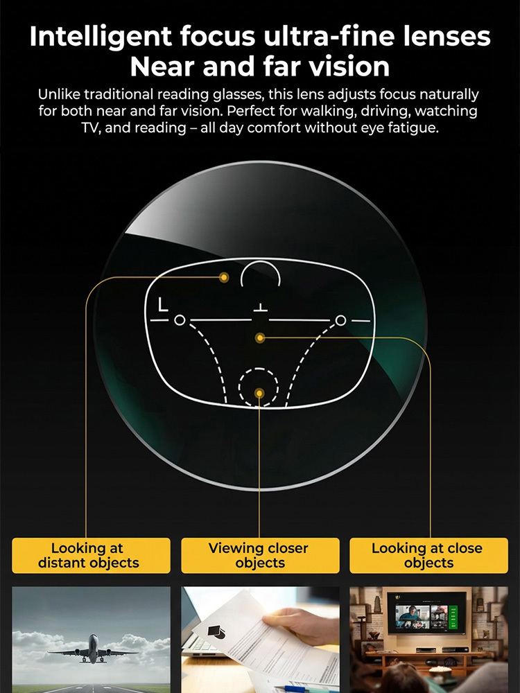 Borderless stylish high-definition anti-fatigue presbyopia glasses