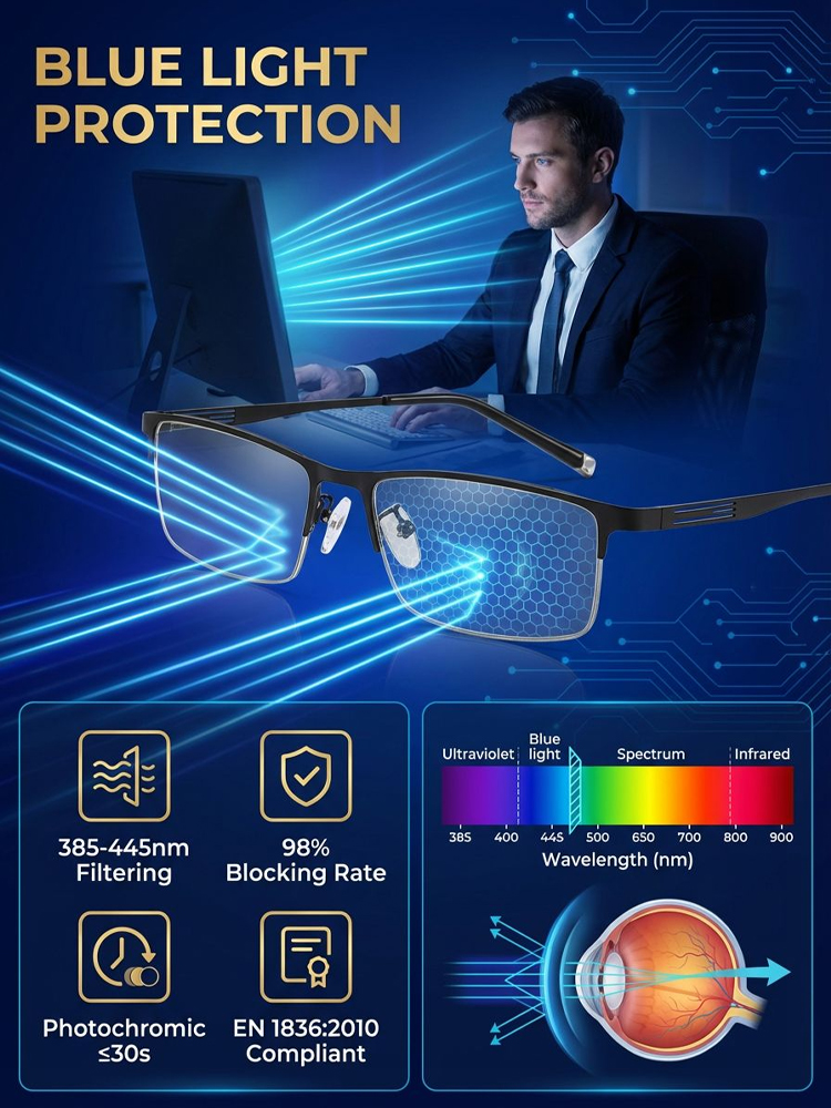 [One Pair Replaces Three] Adaptive Smart Photochromic Reading Glasses