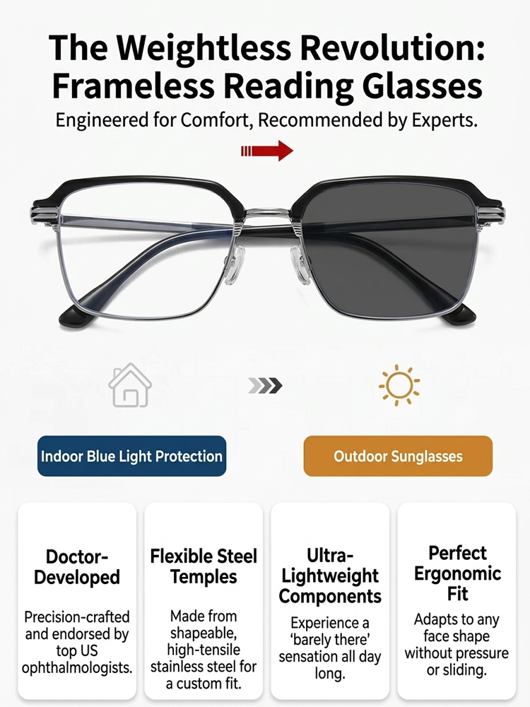 Automatic zoom light-sensing transition lenses for anti-blue light presbyopia glasses