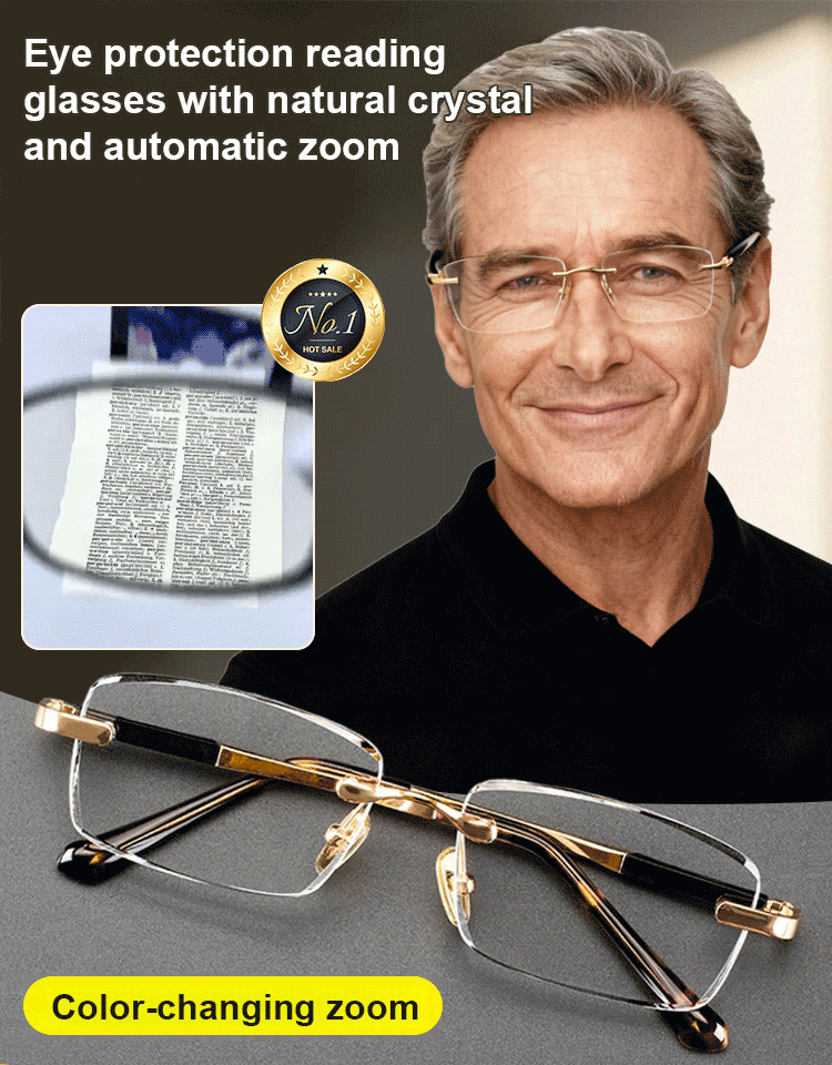 Automatic Zoom Natural Crystal Reading Glasses for Eye Protection