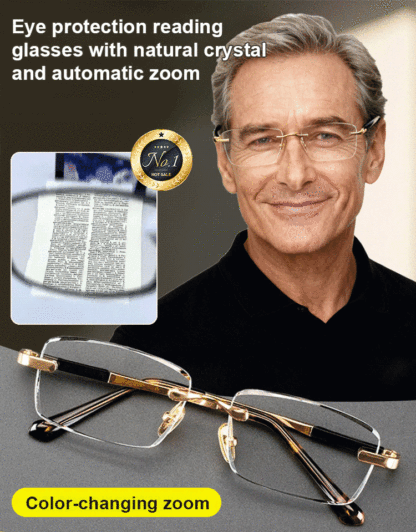 Automatic Zoom Natural Crystal Reading Glasses for Eye Protection