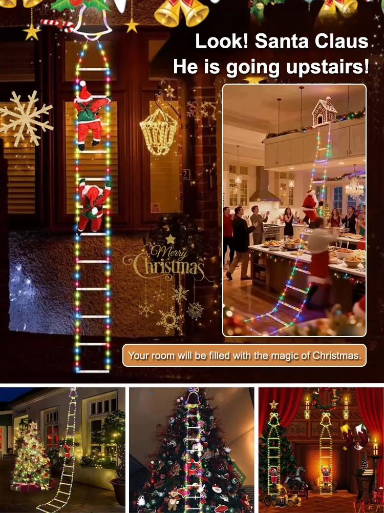 Window display with festive string lights