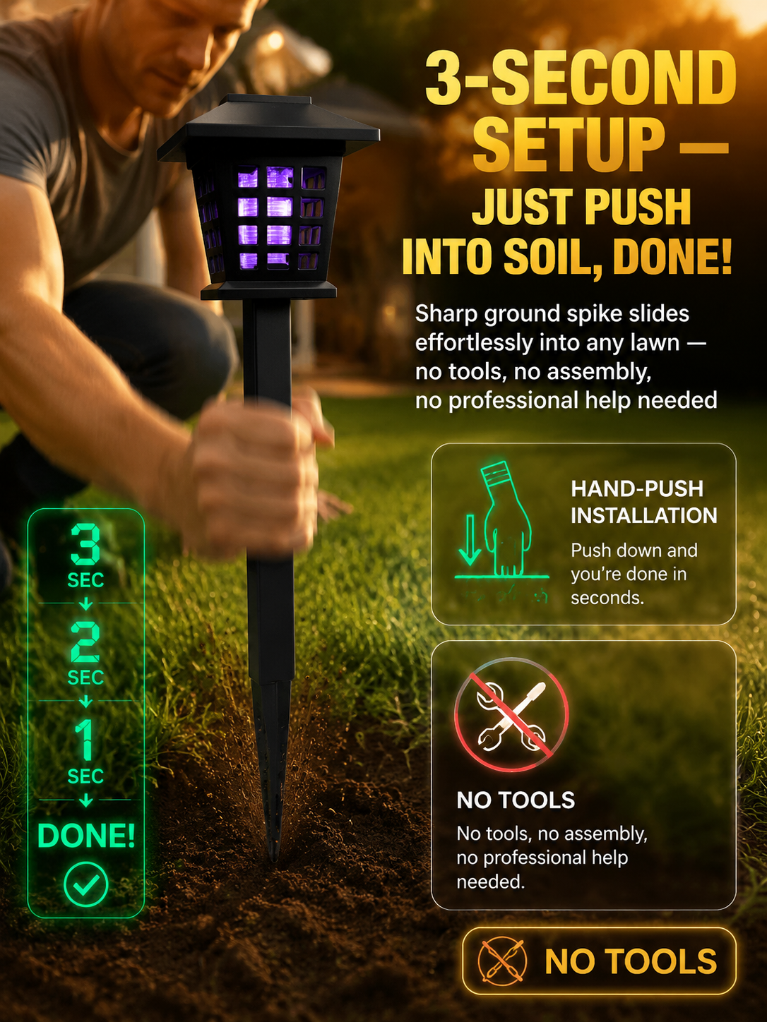 Square solar-powered mosquito-killing and lighting dual-purpose lawn lamp