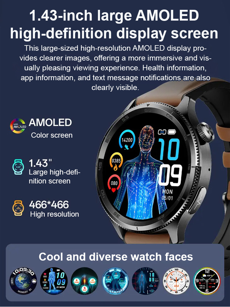 Multifunctional Blood Pressure and Blood Glucose Monitoring Watch
