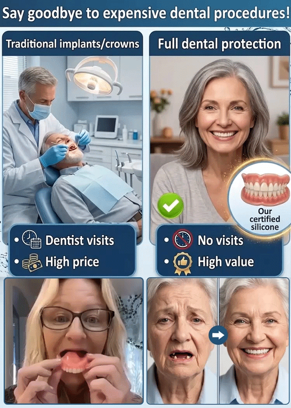 [Free Portable Storage Box Included] Full Coverage Dentures