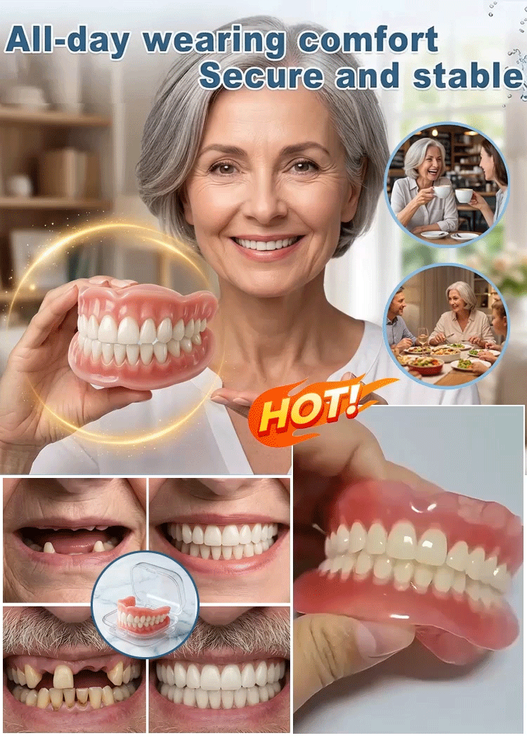 [Free Portable Storage Box Included] Full Coverage Dentures