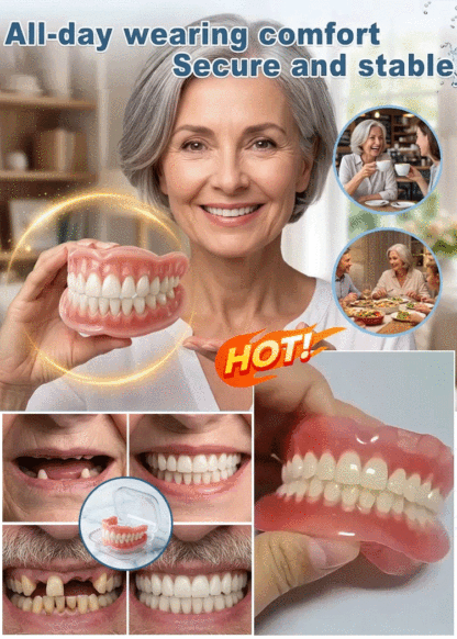 [Free Portable Storage Box Included] Full Coverage Dentures