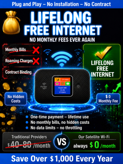 🌐Space-Link AI Satellite Terminal: Lifetime Free Unlimited High-Speed Wi-Fi
