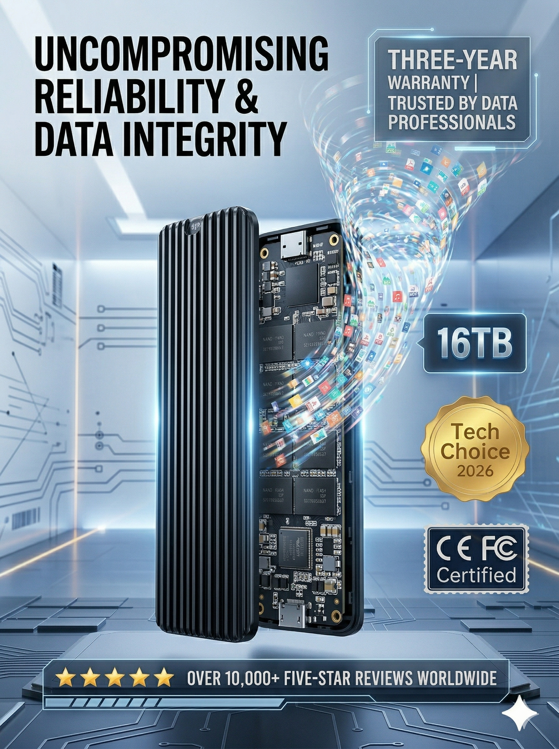 16TB Type-C Portable SSD: Universal for All Devices, 1GB/s Read Speed, Stable Storage Without Lag