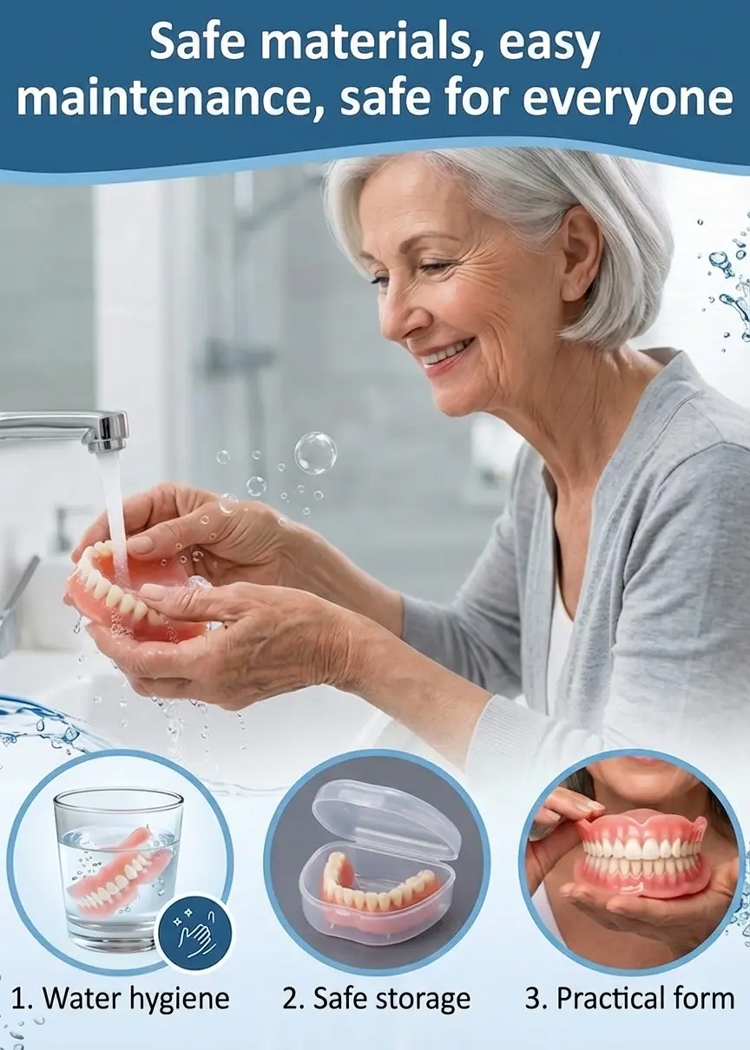 [Free Portable Storage Box Included] Full Coverage Dentures