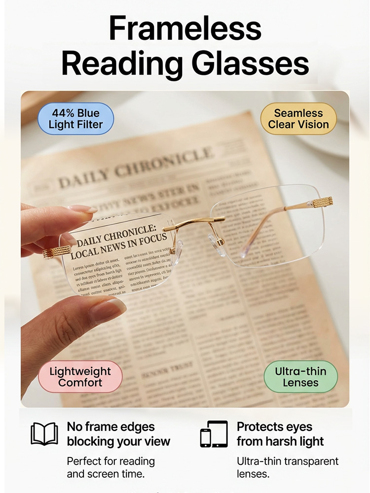 Borderless stylish high-definition anti-fatigue presbyopia glasses