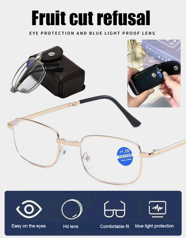 Automatic zoom folding anti-blue light reading glasses
