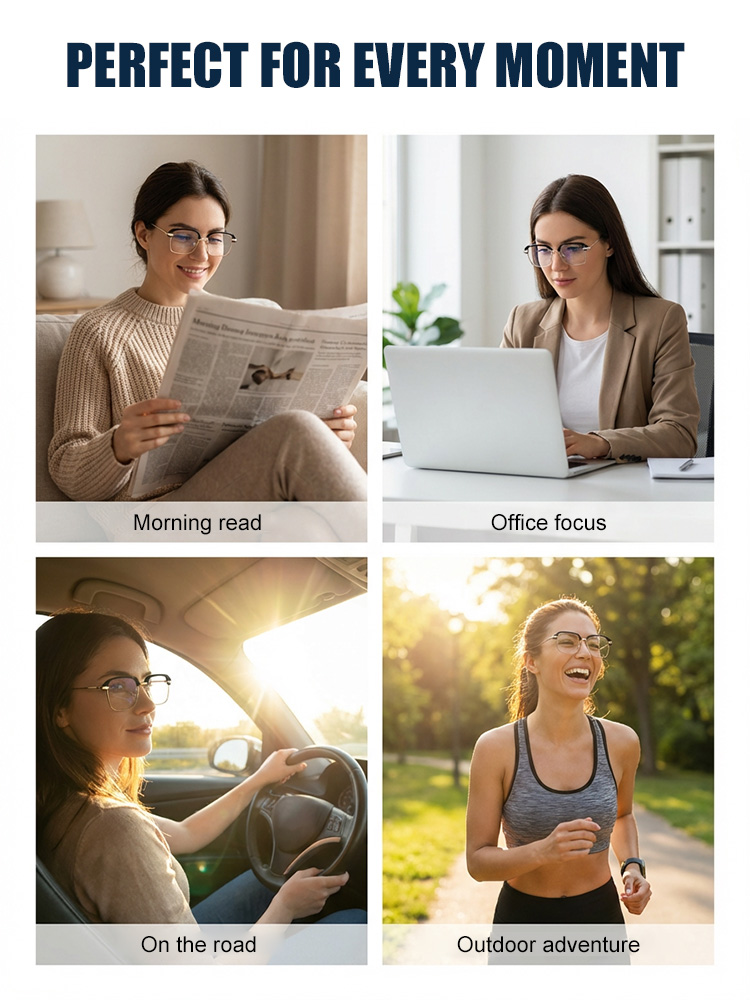 Intelligent photosensitive color changing multifocal reading glasses