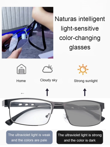 Crystal automatic zoom anti-blue light photochromic reading glasses