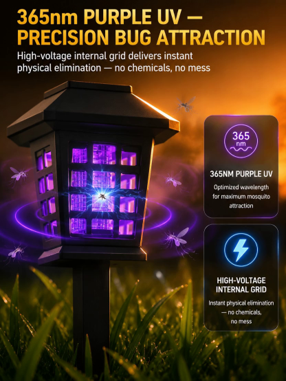 Square solar-powered mosquito-killing and lighting dual-purpose lawn lamp