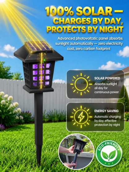 Square solar-powered mosquito-killing and lighting dual-purpose lawn lamp