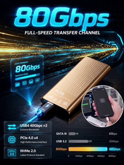 Portable high-speed and large-capacity solid-state drive