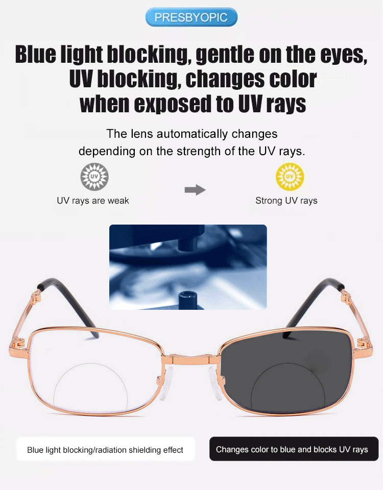 Automatic zoom folding anti-blue light reading glasses