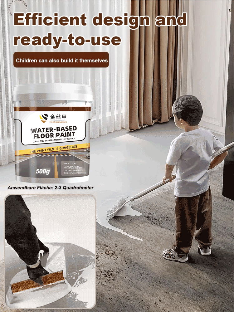 [Super wear-resistant] Golden Silk Armor Water-based Epoxy Floor Paint - No Roller