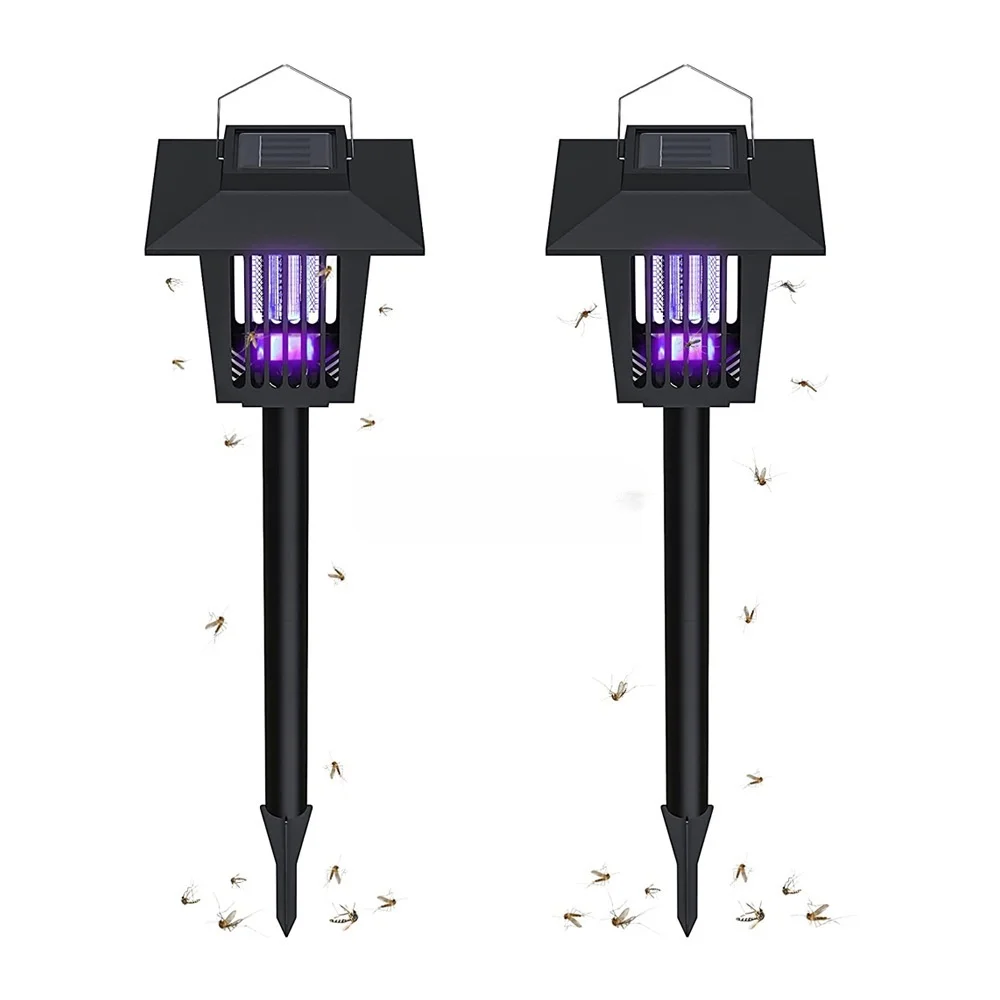 Square solar-powered mosquito-killing and lighting dual-purpose lawn lamp