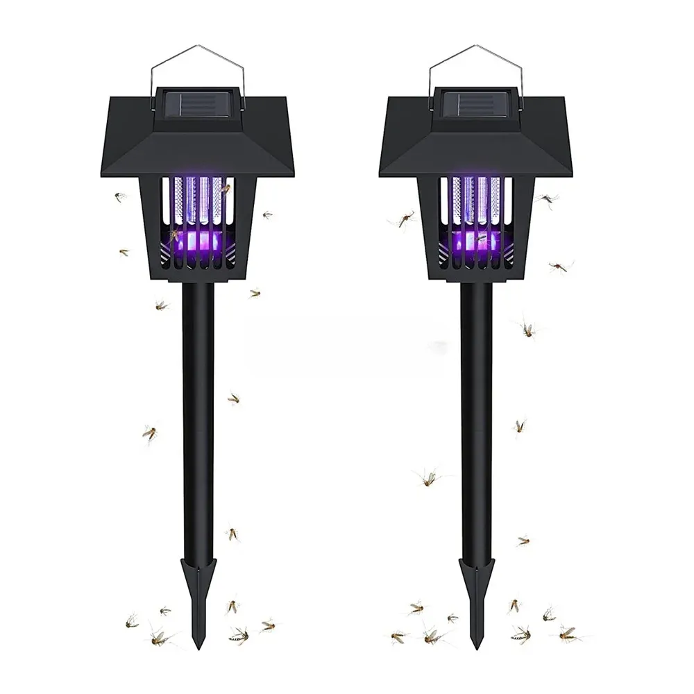 Square solar-powered mosquito-killing and lighting dual-purpose lawn lamp