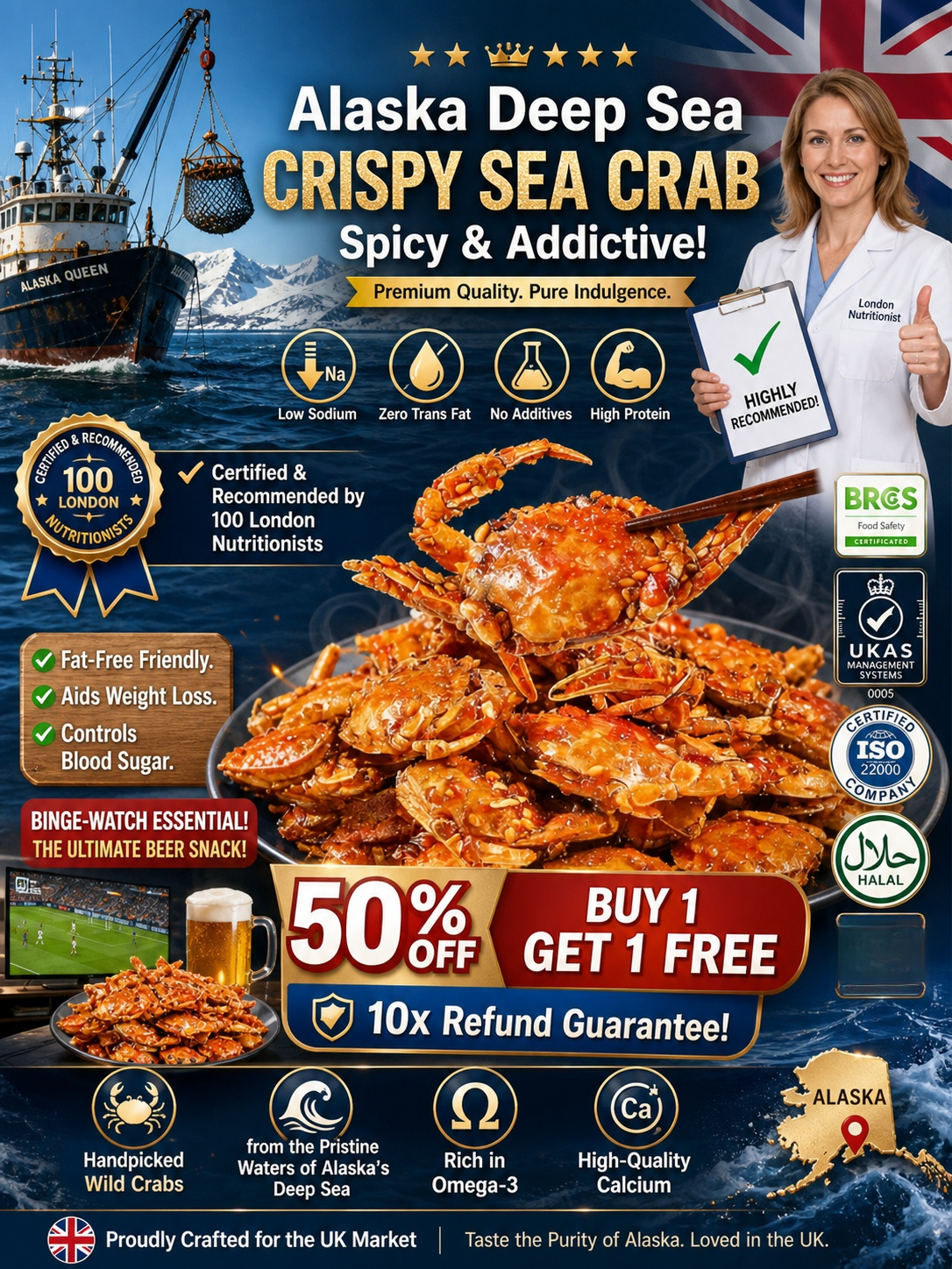Crispy ready-to-eat small sea crab